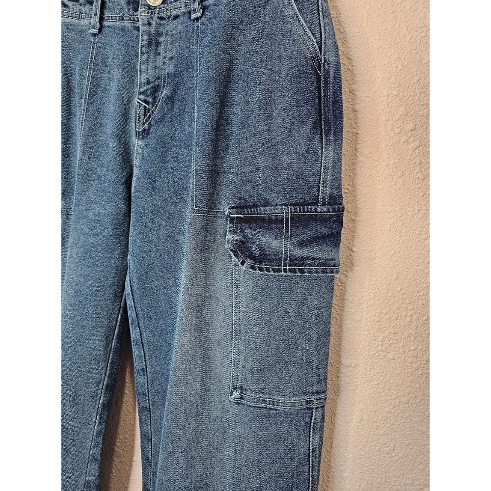True Religion Womens Denim Cargo SN Straight Jeans Medium Blaze Wash Size 29 NEW - Picture 3 of 9